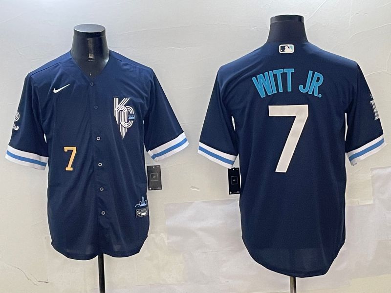 Men Kansas City Royals #7 Witt jr Blue City Edition 2025 Nike MLB Jersey style 4